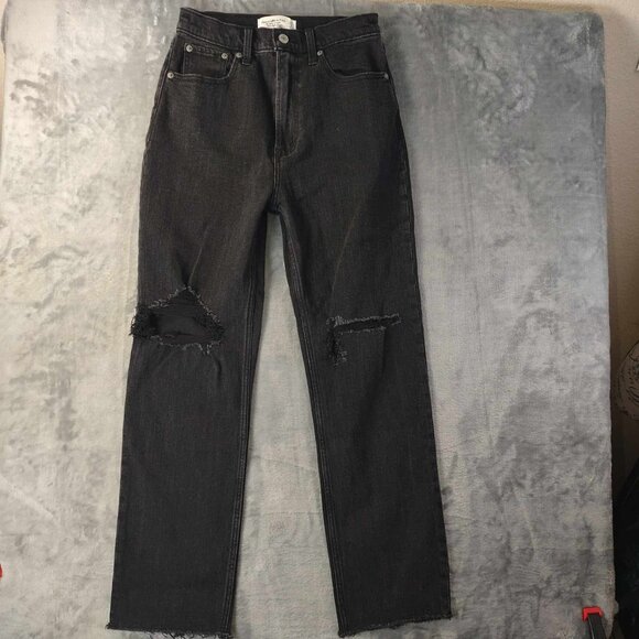 Abercrombie & fitch The Ankle Ultra High-Rise ripped knees 26/2 jeans Raw Hem - Picture 1 of 11